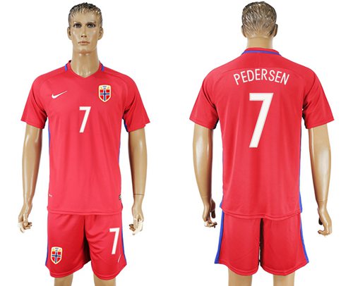 Norway #7 Pedersen Home Soccer Country Jersey